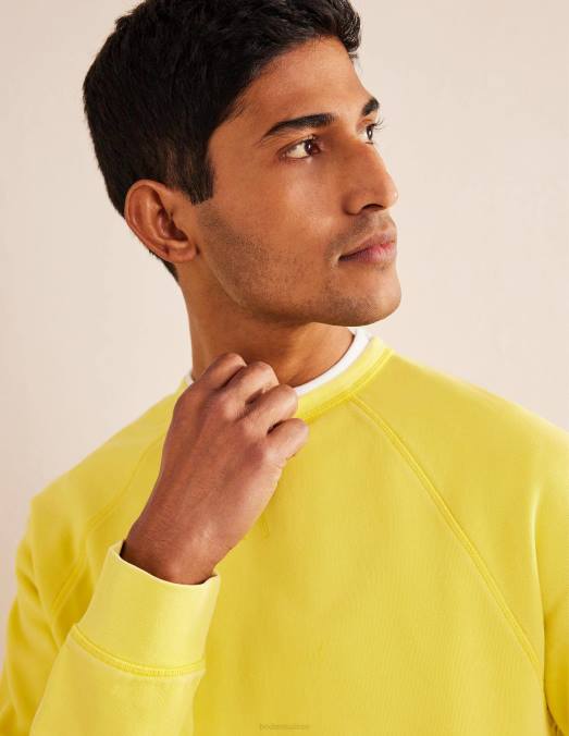 Boden vêtements jaune groseille Hommes sweat-shirt teint en pièce LB2X3568