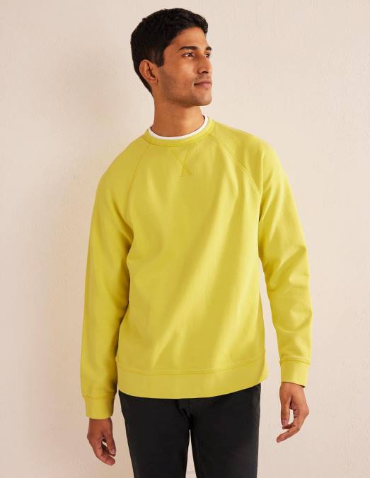 Boden vêtements jaune groseille Hommes sweat-shirt teint en pièce LB2X3568