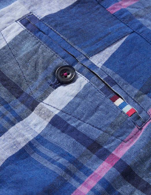 Boden vêtements chèque présidentiel bleu Hommes short en lin et coton LB2X3563