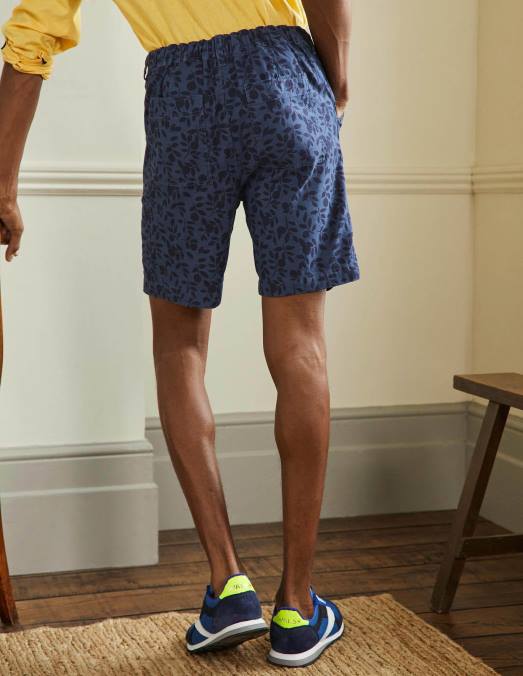 Boden vêtements enseigne feuillage bleu Hommes short facile en lin mélangé LB2X3584