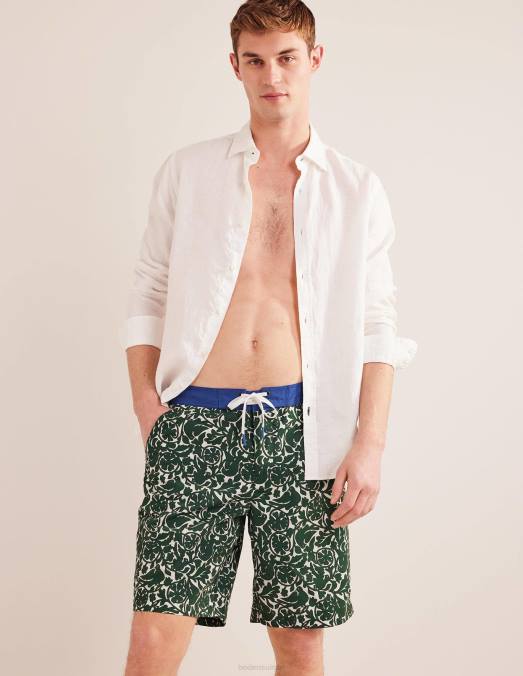 Boden vêtements oiseau héron vert Hommes short à taille fixe LB2X3532