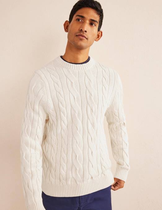 Boden vêtements coquille de pistache Hommes col rond torsadé en coton LB2X3552