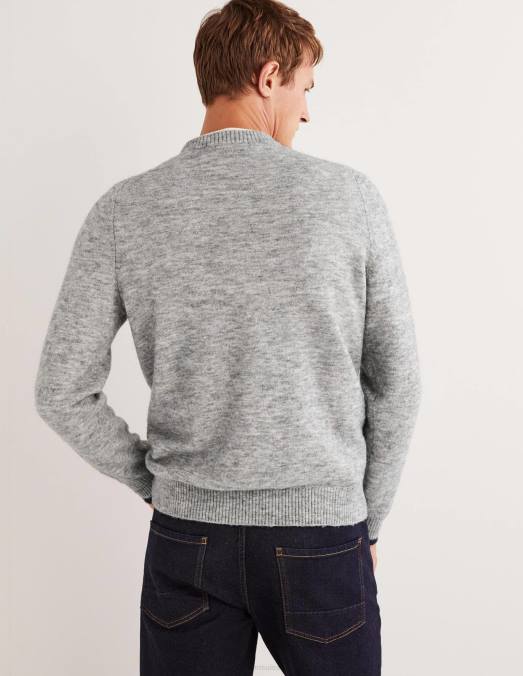 Boden vêtements gris mélangé Hommes pull duveteux à col rond LB2X3587