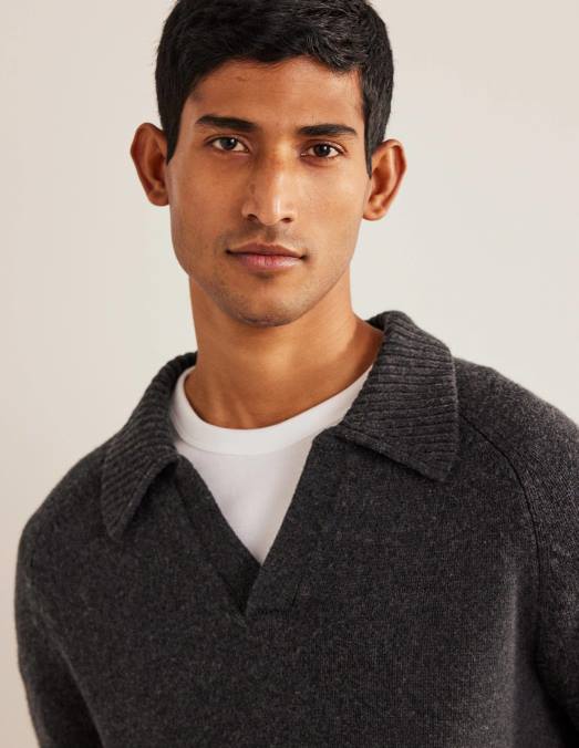 Boden vêtements mélange gris foncé Hommes pull à col ouvert LB2X3624