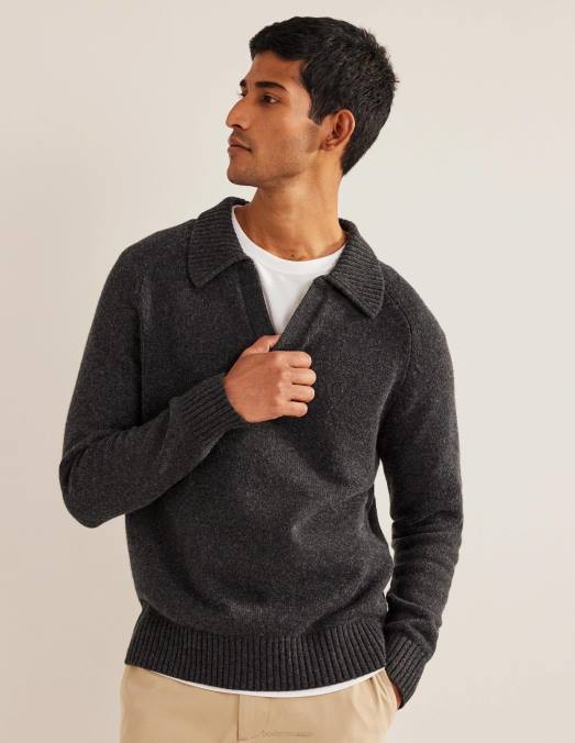 Boden vêtements mélange gris foncé Hommes pull à col ouvert LB2X3624