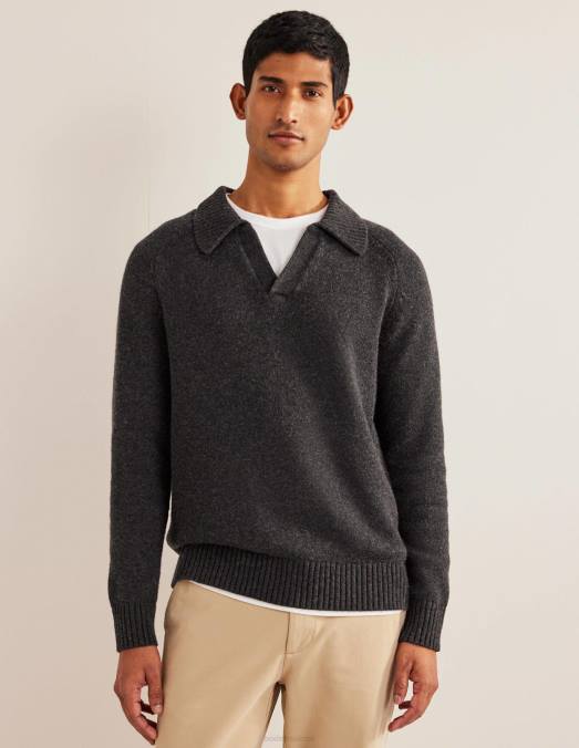 Boden vêtements mélange gris foncé Hommes pull à col ouvert LB2X3624