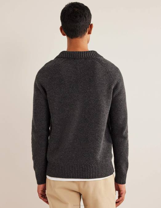 Boden vêtements mélange gris foncé Hommes pull à col ouvert LB2X3624