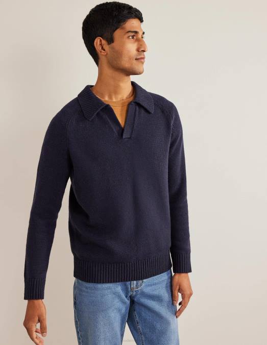 Boden vêtements marine Hommes pull à col ouvert LB2X3536