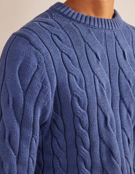 Boden vêtements vraie marine Hommes col rond torsadé en coton LB2X3515