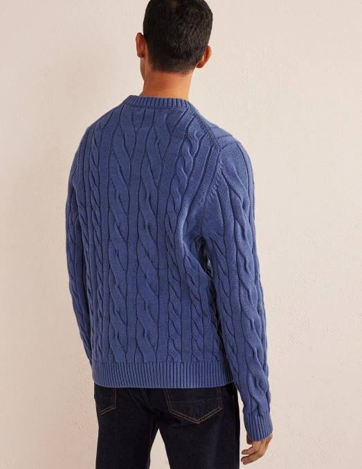 Boden vêtements vraie marine Hommes col rond torsadé en coton LB2X3515