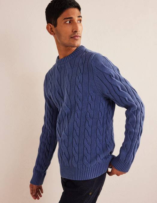 Boden vêtements vraie marine Hommes col rond torsadé en coton LB2X3515