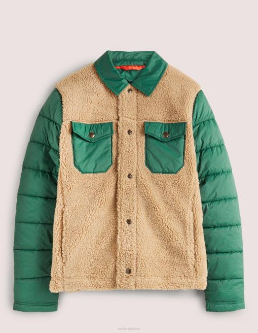 Boden vêtements vert chasseur/écru Hommes veste boutonnée en sherpa LB2X3581